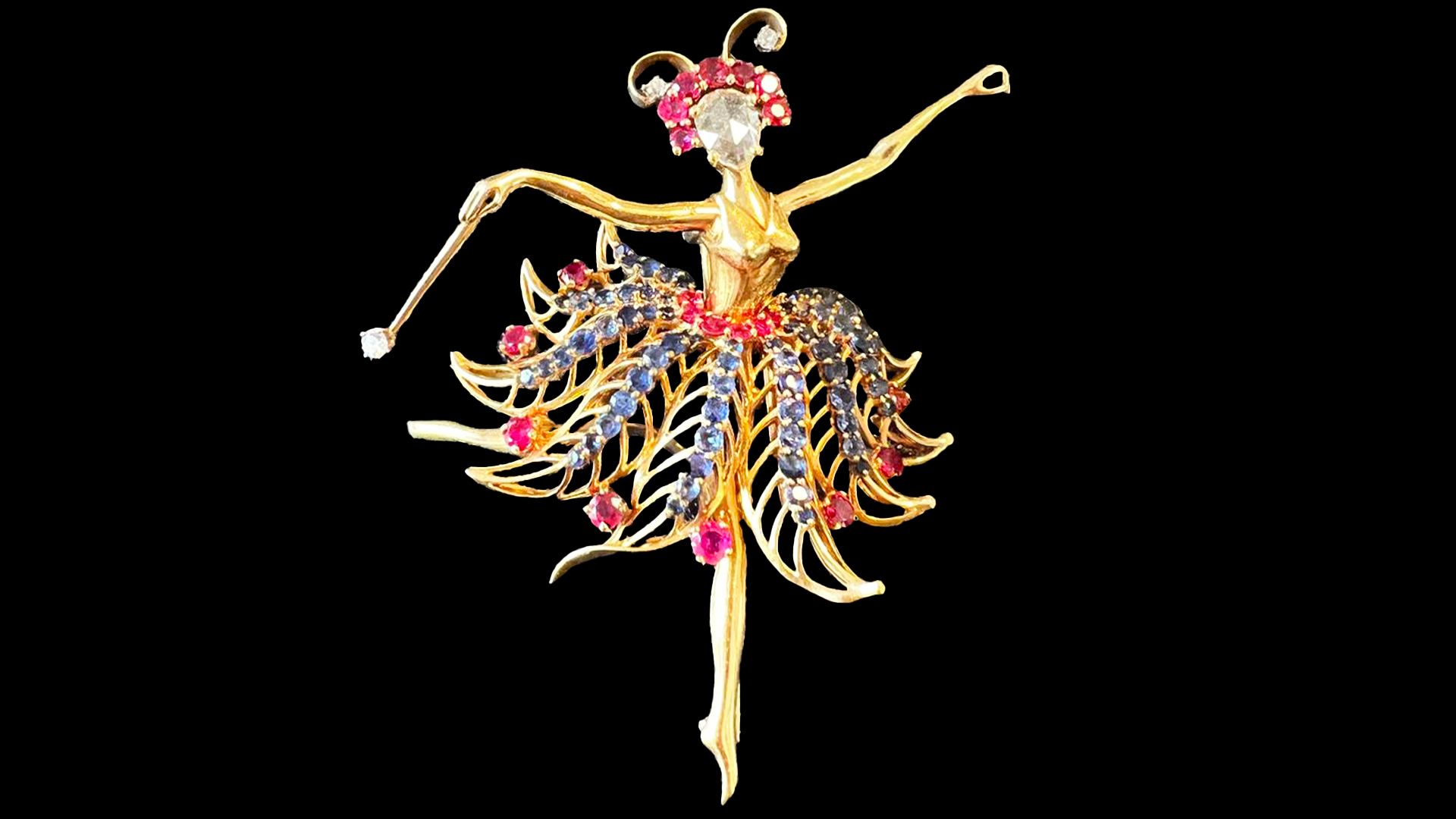 Ruby, sapphire, diamond and gold Ballerina brooch by John Rubel for Van Cleef & Arpels, courtesy private collection.