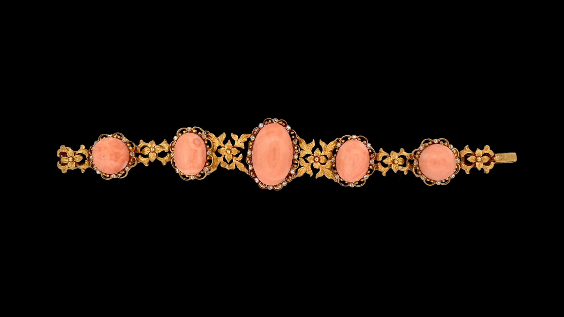 Late Victorian coral, diamond and 18-karat gold bracelet by J.E. Caldwell, courtesy Hays Worthington.