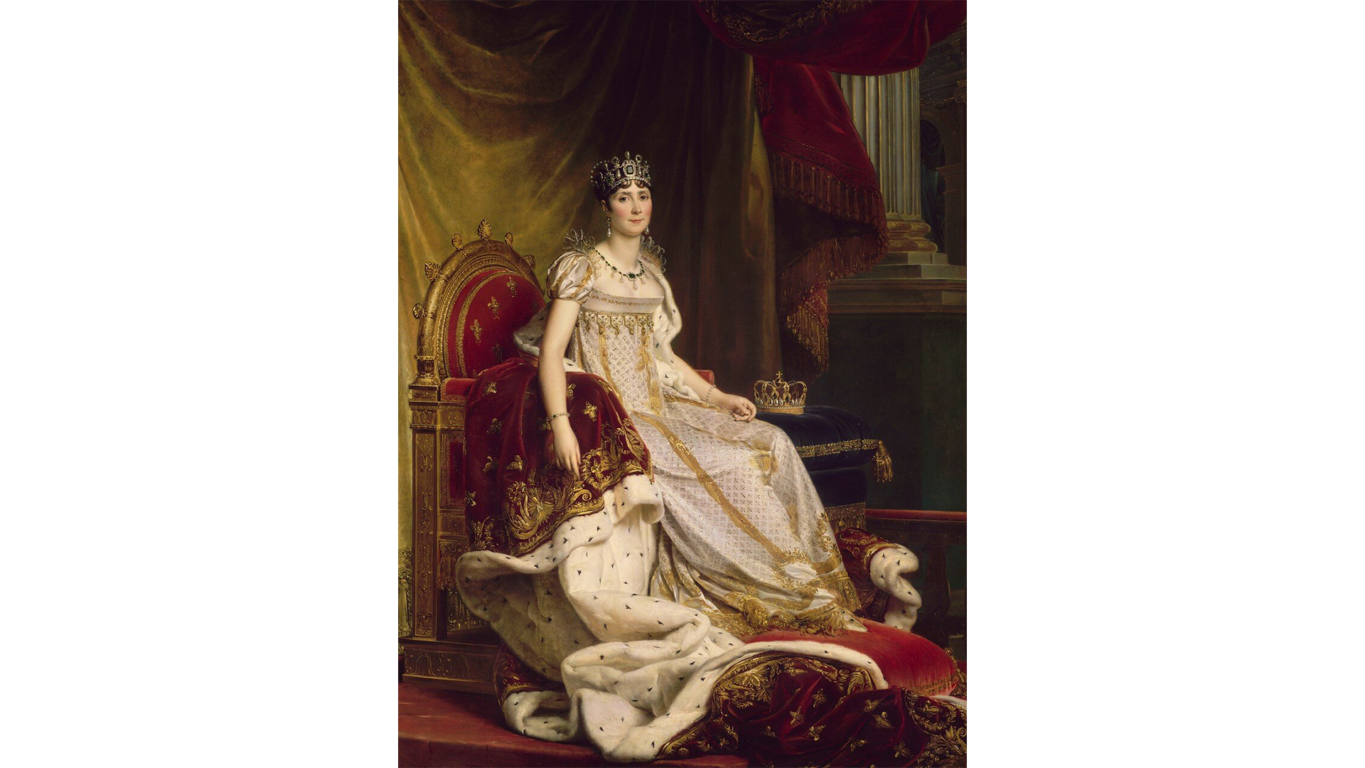 Josephine in coronation dress, public domain, courtesy wiki commons.