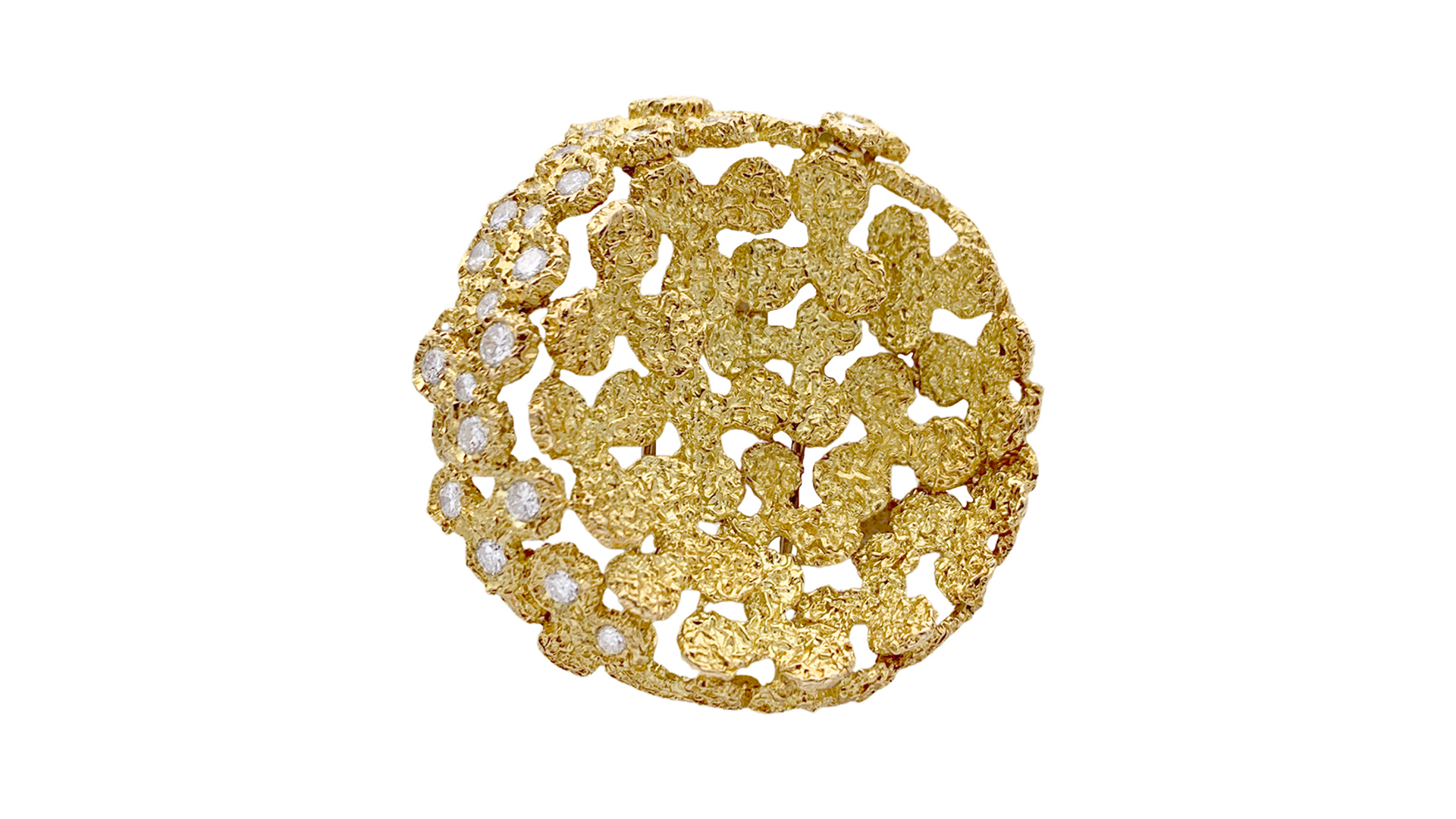 Diamond and 18-karat gold brooch, signed Fred, circa 1970s, courtesy Miller.